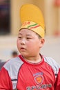 Overweight Chinese boy with a funny hat, Beijing, China